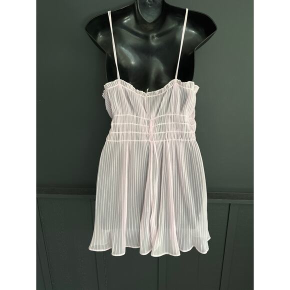 Vintage 50s 60s Union Made Pink Pleated Chiffon Camisole Lingerie Dress Medium - Picture 11 of 11